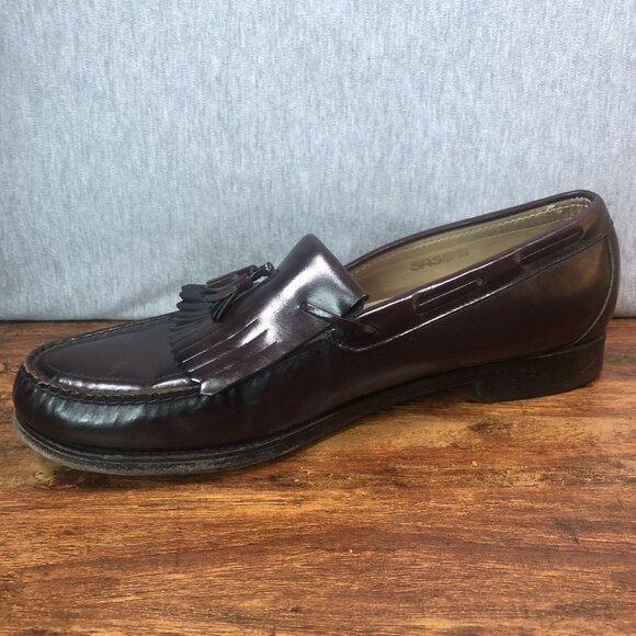 SAS Mens Size 13 M Burgundy Kiltie Tassel Leather Loafer Slip‎ On Dress Shoes - Picture 6 of 10